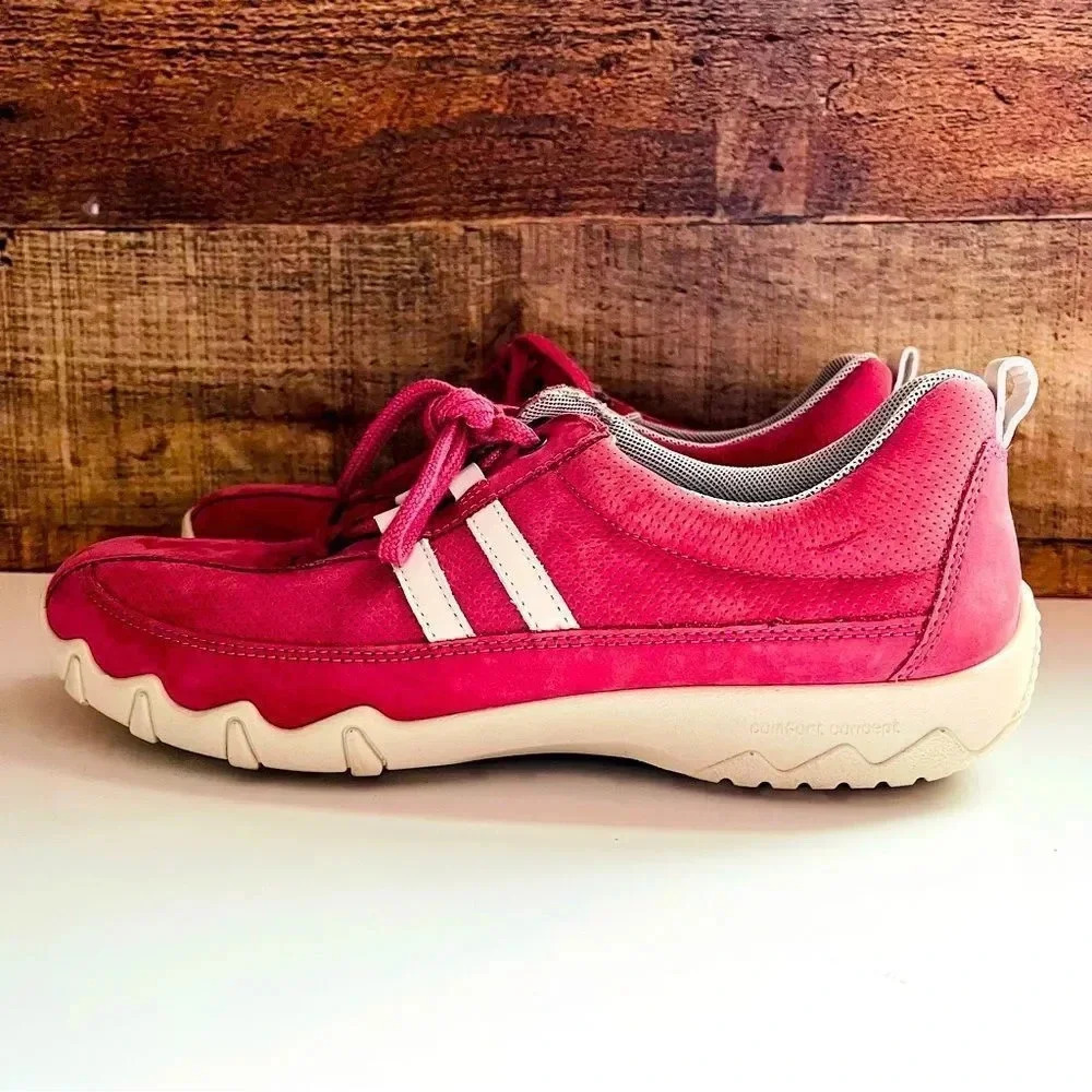 Nwot Hotter Leanne Pink Confort Concept Leather Lace Up Sneakers - Picture 3 of 10